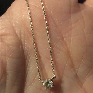 Sterling Silver 1 Ct. Solitaire Diamond Necklace
